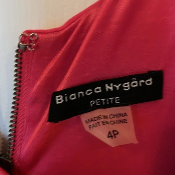 Bianca Nygard fuchsia pink spaghetti straps peplum mini dress Sz 4P - Picture 5 of 17